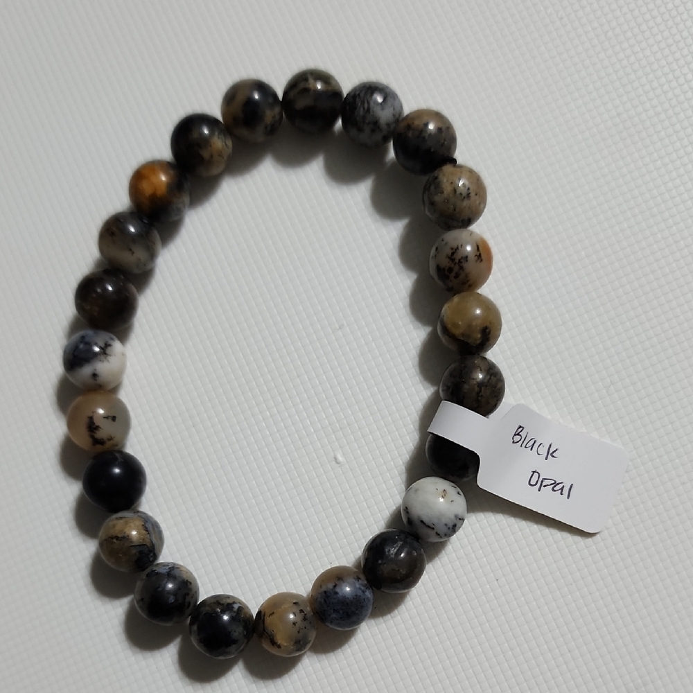 Black Opal Stone Stretch Bracelet